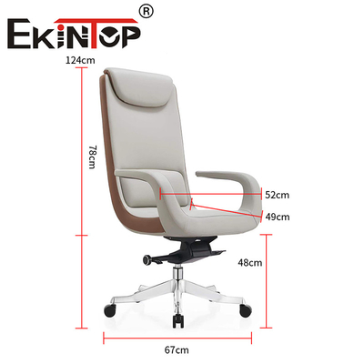Muebles de oficina de metal con respaldo alto silla de oficina de cuero de vaca con base de aluminio