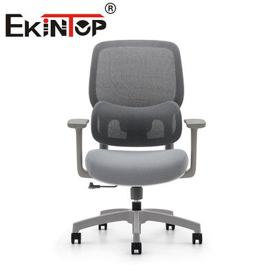 Silla de oficina moderna de respaldo medio, silla de malla gris, silla de malla minimalista para sala de computación
