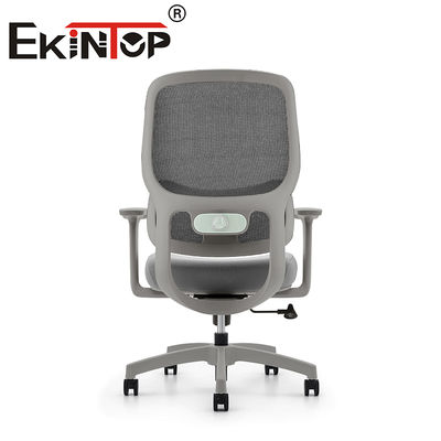 Silla de oficina moderna de respaldo medio, silla de malla gris, silla de malla minimalista para sala de computación