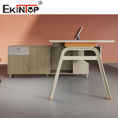 Ekintop Muebles de oficina de esquina de madera ejecutivo en forma de L Mesas de oficina