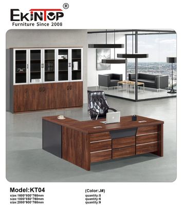 Mesa de oficina de computadoras Ekintop Moderno ejecutivo Mesa de oficina de madera Mesa con cajones