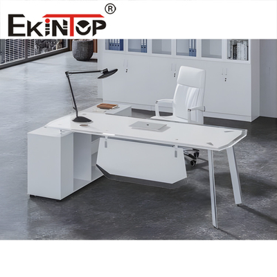 Mesa de vidrio templado de oficina moderna Escritorio de vidrio rectangular grande SGS