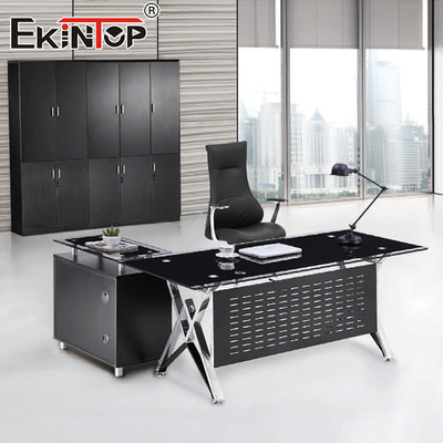 Muebles de oficina modernos de metal Escritorio de vidrio templado personalizado para el trabajo
