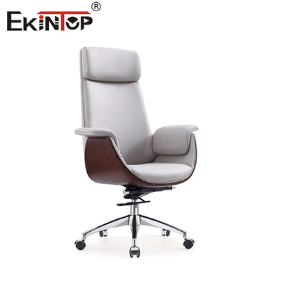 Silla ajustable en altura de cuero blanco de estilo moderno para espacios de oficina