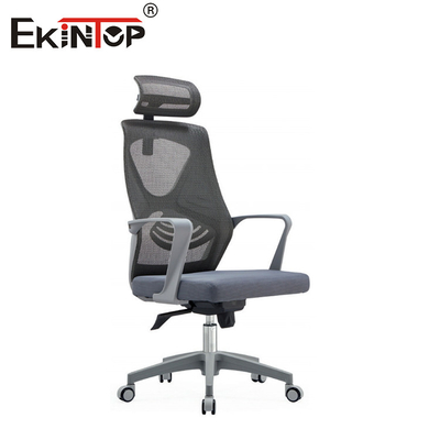 Silla de oficina de malla ergonómica gris con reposabrazos de PP 10 años de garantía