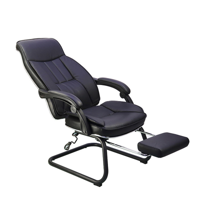Silla de oficina reclinada de cuero con reposabrazos de pies y reposabrazos de brazos estilo comercial