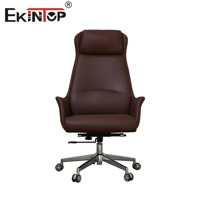 Silla de oficina de cuero marrón confortable Muebles de estilo clásico Silla de dibujo ergonómica