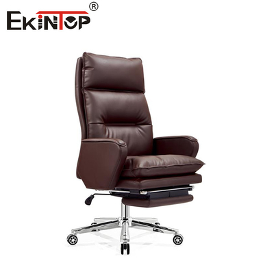 Silla de escritorio giratoria de cuero con respaldo alto