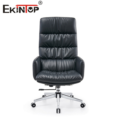 Silla de oficina de cuero de espalda alta negra giratoria con reposabrazos Sillones de descanso