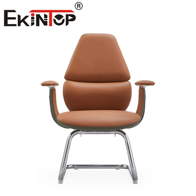 Silla de oficina de cuero de uso ejecutivo moderno con brazo ergonómico de color marrón PU Silla de club de cuero