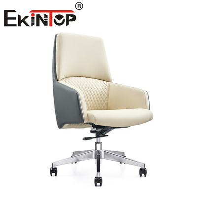 Silla de cuero blanco gerente giratorio ergonomico silla de oficina ejecutiva silla de oficina de cuero de vaca